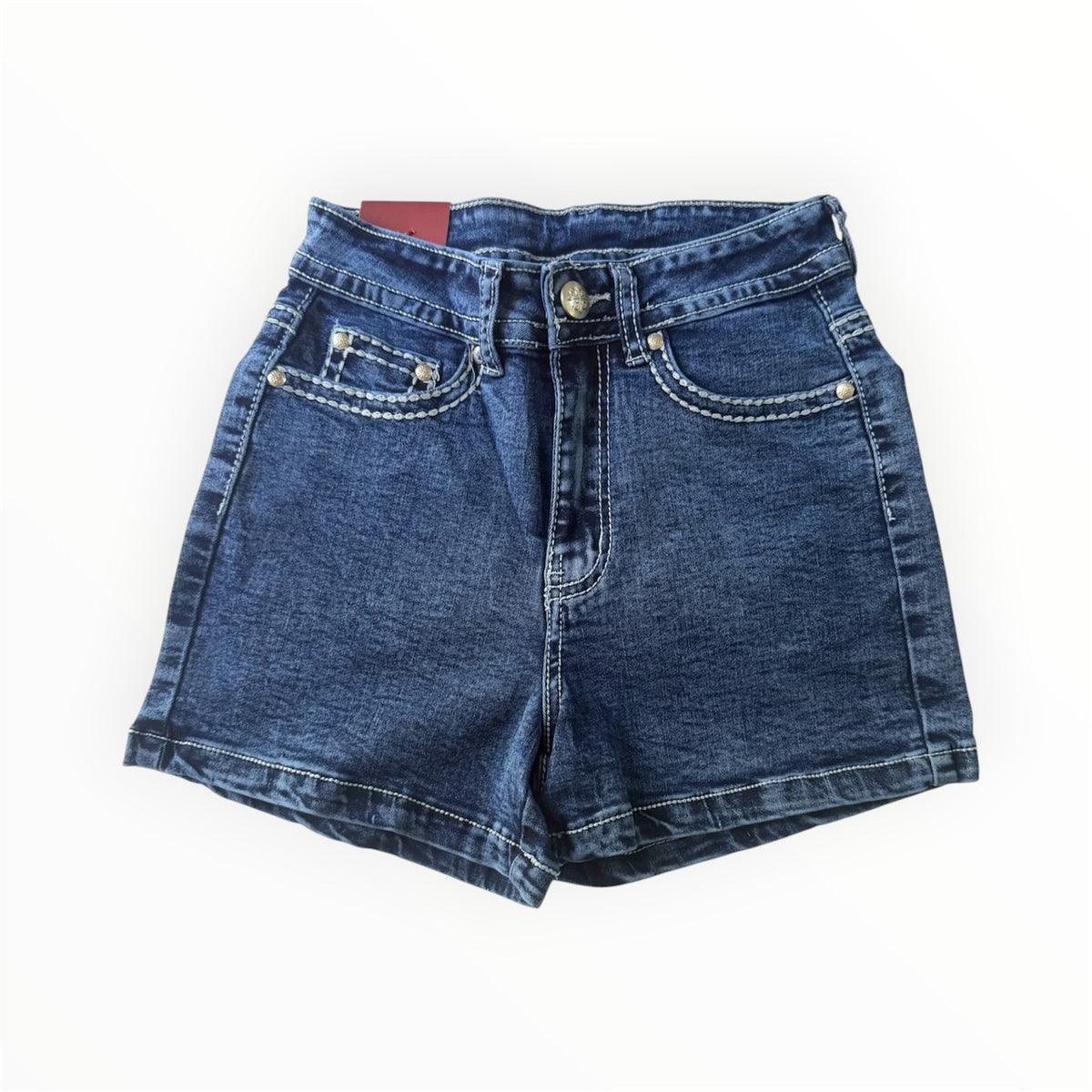 Blue Embroidered Cross Denim Shorts